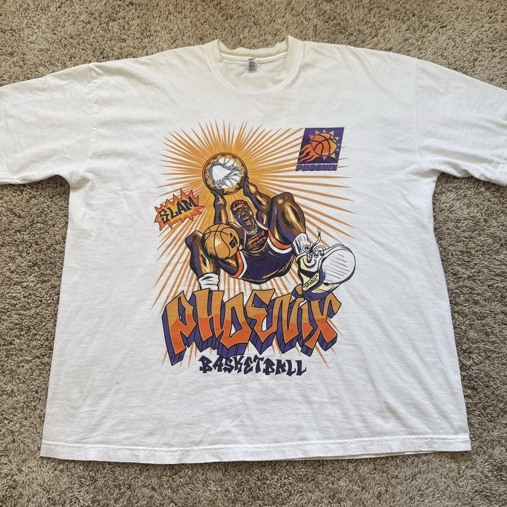 Vintage Style Phoenix Suns Slammin Graphic Tee LA Apparel 6.5oz White XXL 2XL